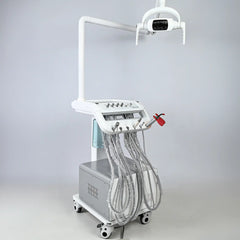 Veterinary dental treatment station highlighting the flexible articulating arm and LED lamp, designed for precise oral surgery illumination